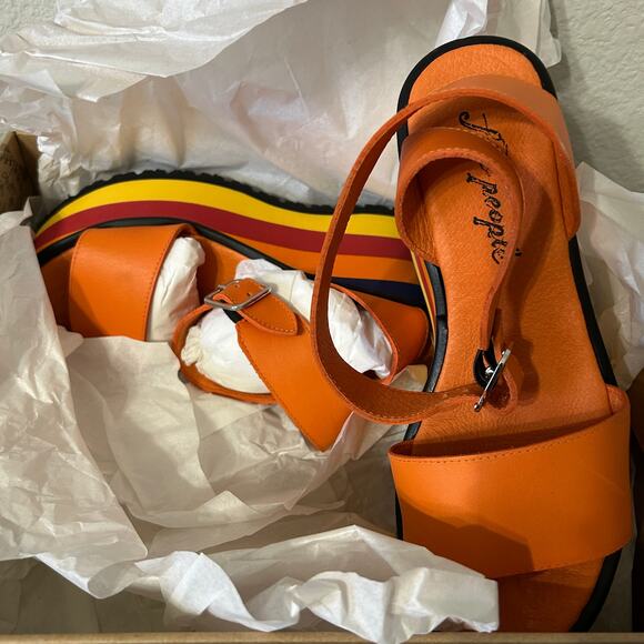 Free People Orange Multicolor Platform Sandals - Picture 2 of 9